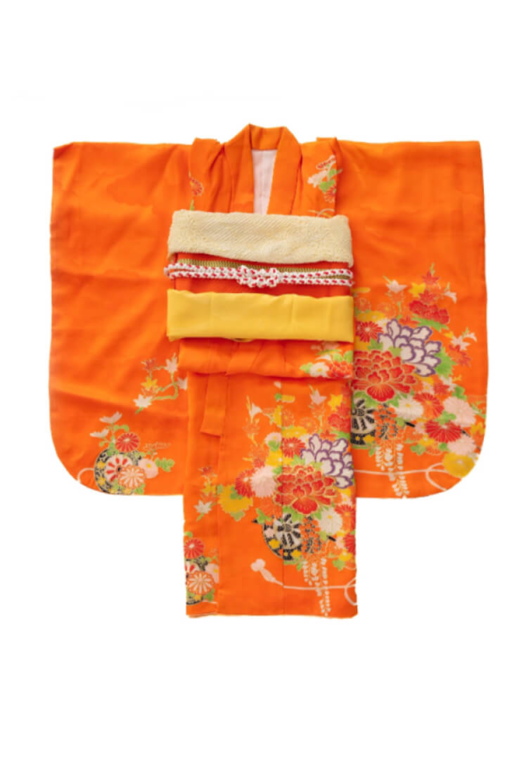 朱色に花御所車