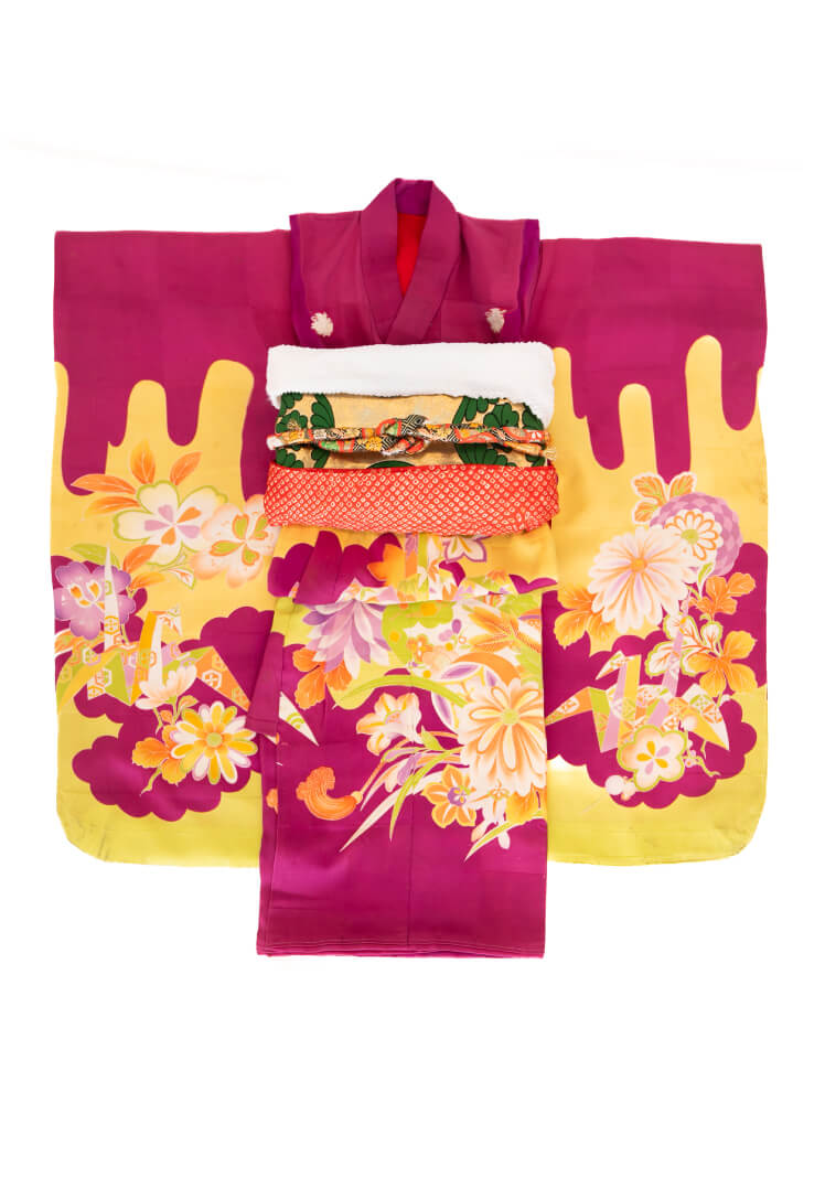 葡萄色に花鶴