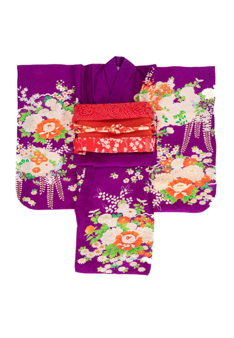 紫に牡丹と藤の花