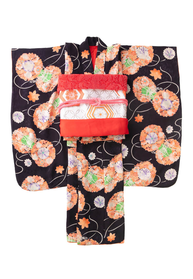漆黒に花丸文